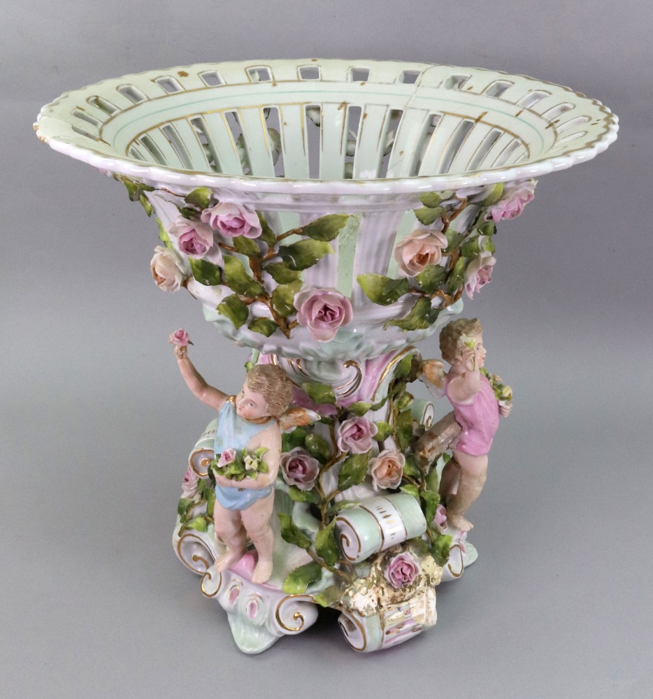 A Sitzendorf porcelain centre-piece, lat - Image 3 of 7