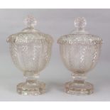 A pair of Victorian glass jars and cover