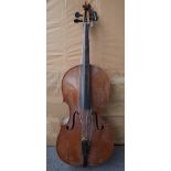 A German cello with interior paper label detailed 'Josef Klotz 1795, back measures, 29 7/8 inches.