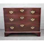 A George III mahogany chest of three long graduated drawers on bracket feet, 109cm wide x 88cm high.