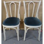 A set of six white painted bentwood chairs, with cane seat, 40cm wide x 90cm high (6).