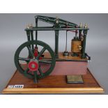 A model of a six column beam engine, modern mounted on a mahogany rectangular base,