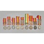 A collection of eight dress miniature Queen's South Africa medals,