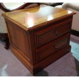 A pair of 20th century cherrywood two drawer bedside chests, 64cm wide x 55cm high (2).