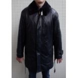 Zilli, France, a gentleman's 3/4 length ink blue leather and cashmere jacket with silk lining.