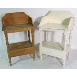 A pair of early 20th century pine washstands, one painted white with single drawer,