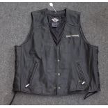 Harley Davidson; a leather waistcoat, sixe 2XL, bomber jacket 'Harley Davidson of Saudi Arabia',