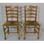 A set of six ash Lancashire ladderback dining chairs, 48cm wide x 93cm high (6).