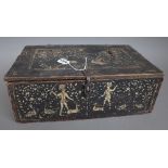 A Persian wooden casket, possibly 18th century of rectangular form,