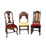 A group of three chairs to include a queen Anne side chair,