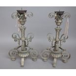 A pair of gilded bronze altar candlesticks (converted), 19th century and later,