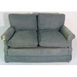 A blue chenille upholstered two seat sofa, 150cm wide x 80cm high.