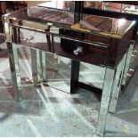 A Brighton mirrored two drawer side table, 83cm wide x 76cm high.