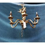 A French ormolu six light chandelier After the Model by A-C Boulle,