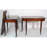 A Regency style mahogany 'D' end dining table on reeded tapering supports, 104cm wide x 72cm high,