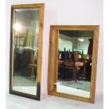 A 20th century pine rectangular wall mirror, 104cm wide x 73cm high and another similar,