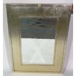 A 20th century silver painted rectangular wall mirror with bevelled glass,