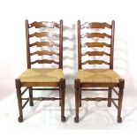 A set of eight 18th century style oak ladder back dining chairs and a 19th century walnut chair,