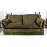 A 20th century Knoll sofa with green foliate upholstery, 180cm wide x 87cm high.