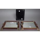 Two similar Murano glass and gilt metal twin handled trays with mirrored surface, 28cm wide,