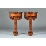 A pair of Louis Philippe mahogany consoles by Jacob-Desmalter,