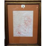 Cecile de Spiegeleir (b.1931), Portrait sketch, red chalk, signed, 25cm x 18.5cm.