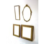 A group of four 20th century gilt framed rectangular wall mirrors,