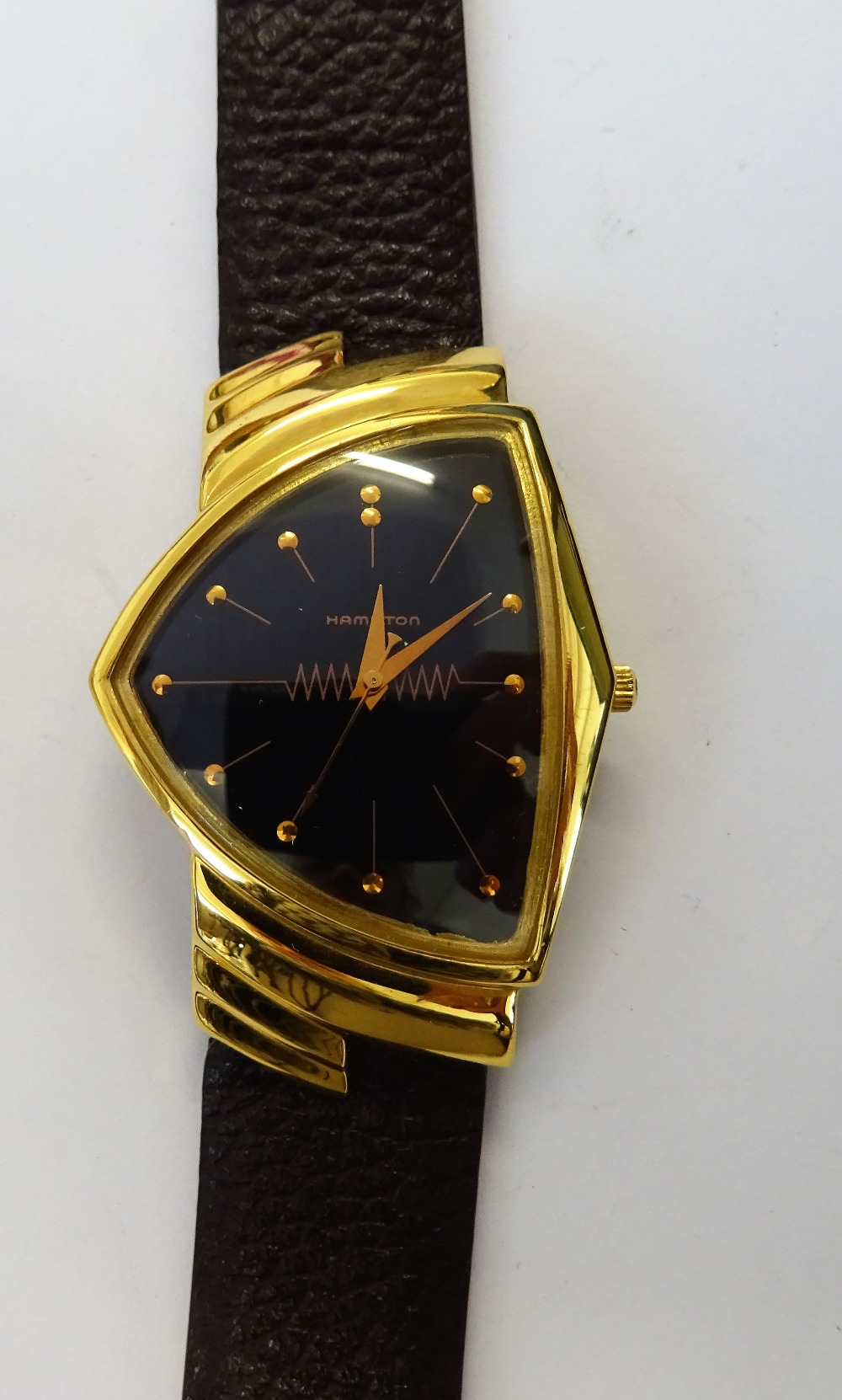 A Hamilton gilt metal fronted and metal backed quartz wristwatch,