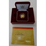 An Elizabeth II gold proof half sovereign, with a shield reverse 2002,