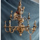 A modern gilt bronze twelve branch chandelier of Renaissance style,