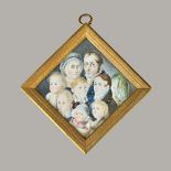 GLC-JJ, an unusual early 19th century portrait miniature on ivory depicting husband,