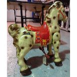 Mobo; a mid-20th century Bronco tin pedal horse, 77cm high.