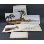 Two albums of watercolour views of Cannes, South of France and Biarritz, dated 1861, 62 & 63,
