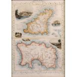 A collection of twenty three framed maps, to include The Channel Islands, Scotland, Monmouthshire,