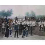 After Edouard Detaille, A military procession, colour print, 45.5 x 56cm.