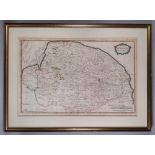 Robert Morden, Norfolk, hand coloured engraved map, 38.5 x 59.5cm and another of Surrey, 38.5 x 44.
