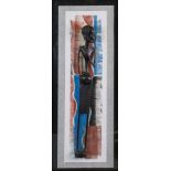 A pair of carved wooden figures of an African man and woman, 20th century, each 37cm high,