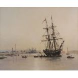 English School, 19th Century, Square rigged ships, watercolour, 28 x 34cm.