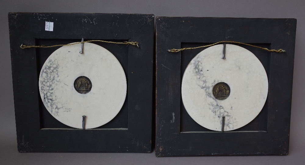 A pair of modern reconstituted circular marble plaques, - Image 2 of 4