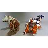 Four Royal Crown Derby Imari paperweights modelled as animals, comprising a pig, a cow,