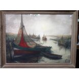 Jacques Idserda (1918-2007), Harbour scene, watercolour, signed, 65cm x 88cm.