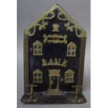 A Victorian 'Bank' brass mounted metal money box, dated '1873' to the front, 19cm high,