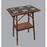 A late Victorian tile top bamboo framed two tier occasional table,