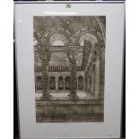 Valerie Thornton (1931-1991), Cloister, Elne, colour etching and aquatint, signed,