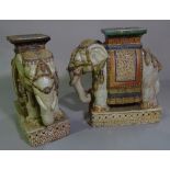 A pair of 20th century ceramic garden seats formed as elephants, 55cm high (2).