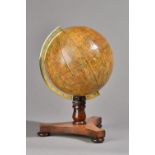A Bale & Woodward six inch celestial globe, probably mid-19th century, on a mahogany tri-form stand,