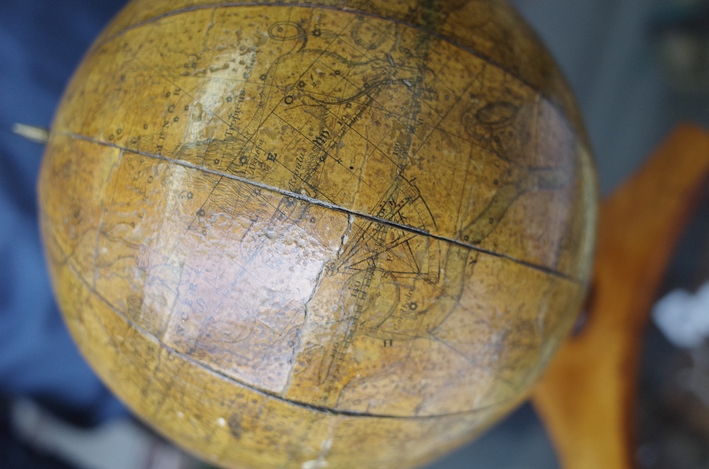 A Bale & Woodward six inch celestial globe, probably mid-19th century, on a mahogany tri-form stand, - Image 5 of 6