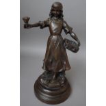 A bronze figure of 'The Flower Seller', circa.