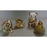 Four Royal Crown Derby Imari paperweights modelled as animals, comprising; a chicken, a koala,
