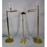 A pair of 20th century brass adjustable standard lamps,